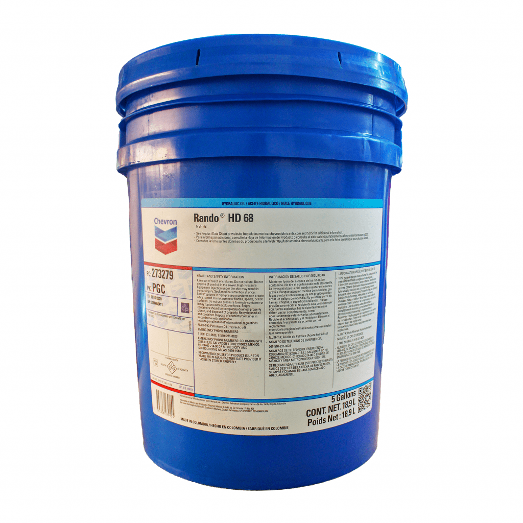 Aceite hidráulico Rando HD 68 Caneca, distribuidora herca