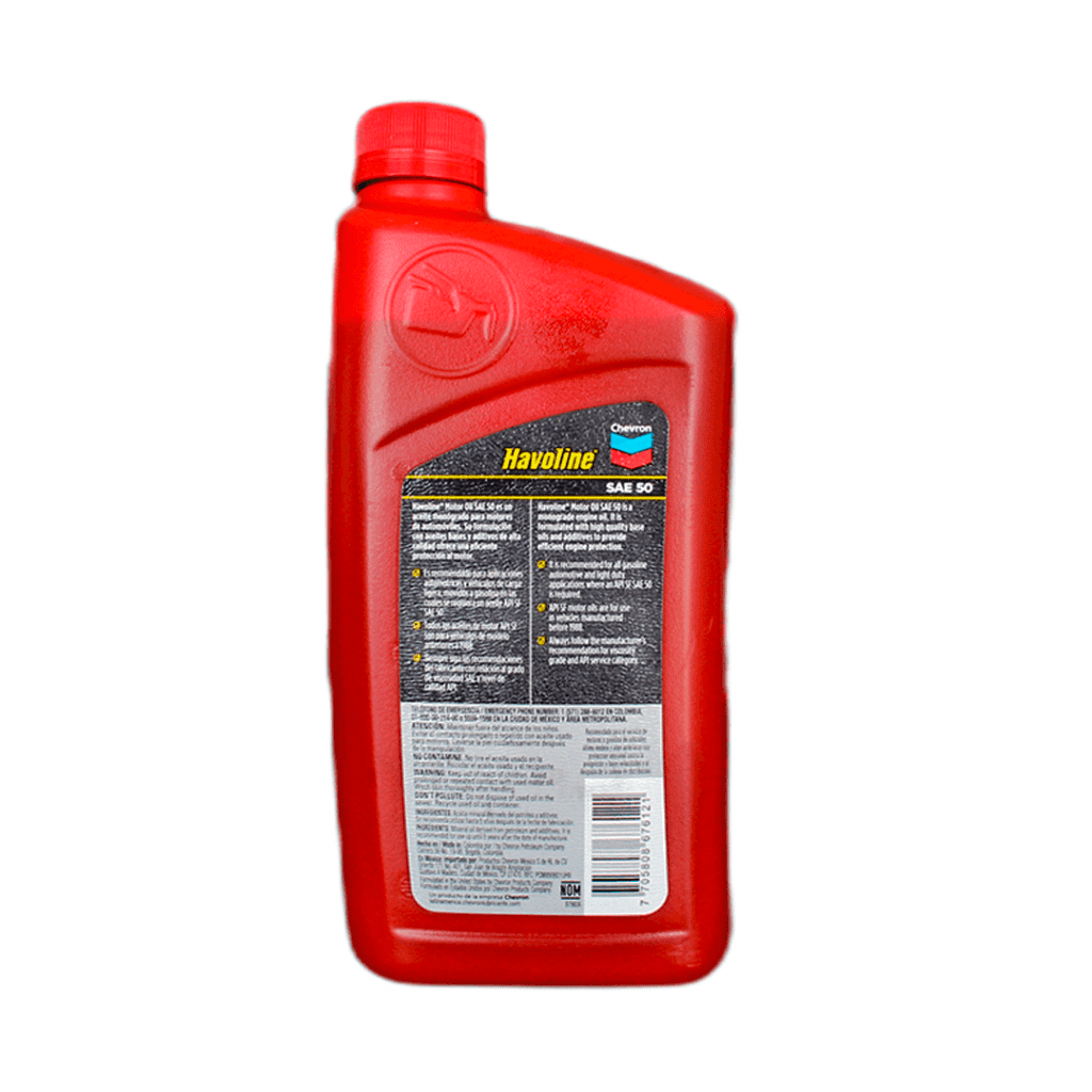 Aceite Chevron Havoline SAE 50 API SF distribuidora Herca